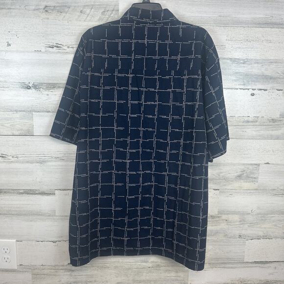 Drunknmunky Button Short Men's 2XL Short Sleeve Blue Plaid Shirt Logo Plaid - Picture 6 of 8